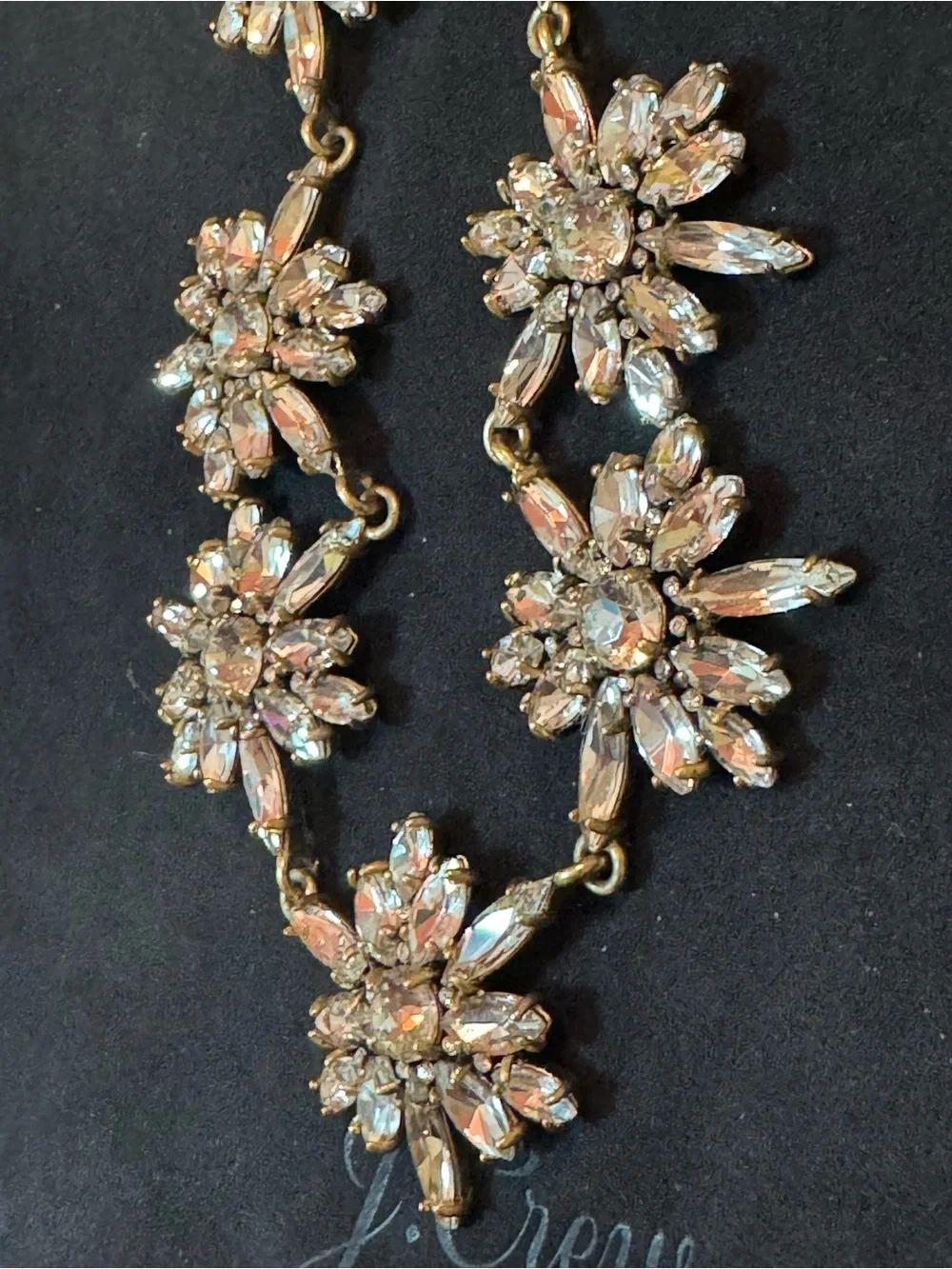 Vintage J.Crew Crystal Burst Statement Necklace Gold Tone - Excellent Condition